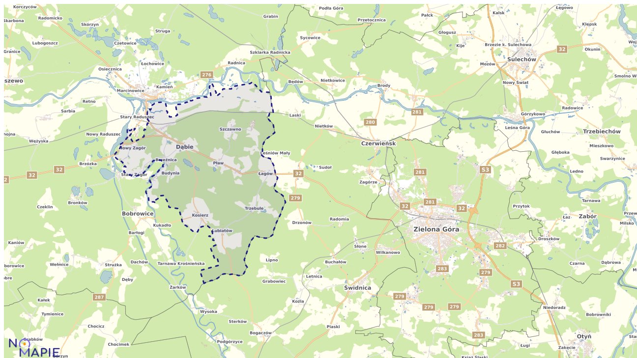 Mapa obszarów ochrony przyrody Dąbia